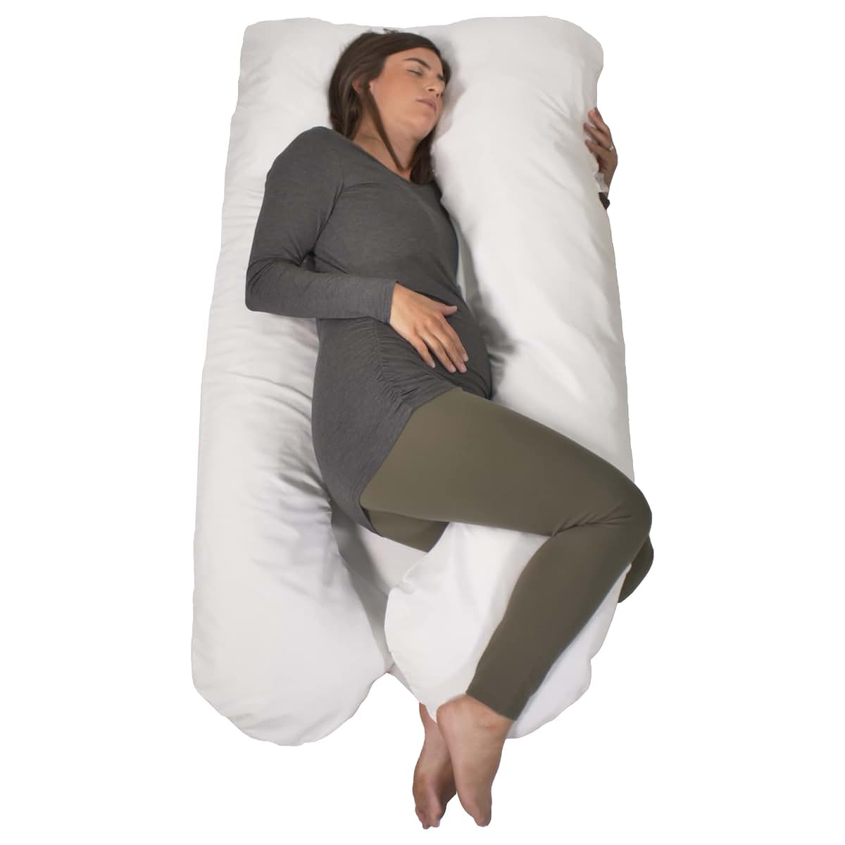 Contours Soulmate Cooling Pregnancy Body Pillow, U-Shaped Maternity Support with Moisture Wicking Cover, 34 x 61 Inch