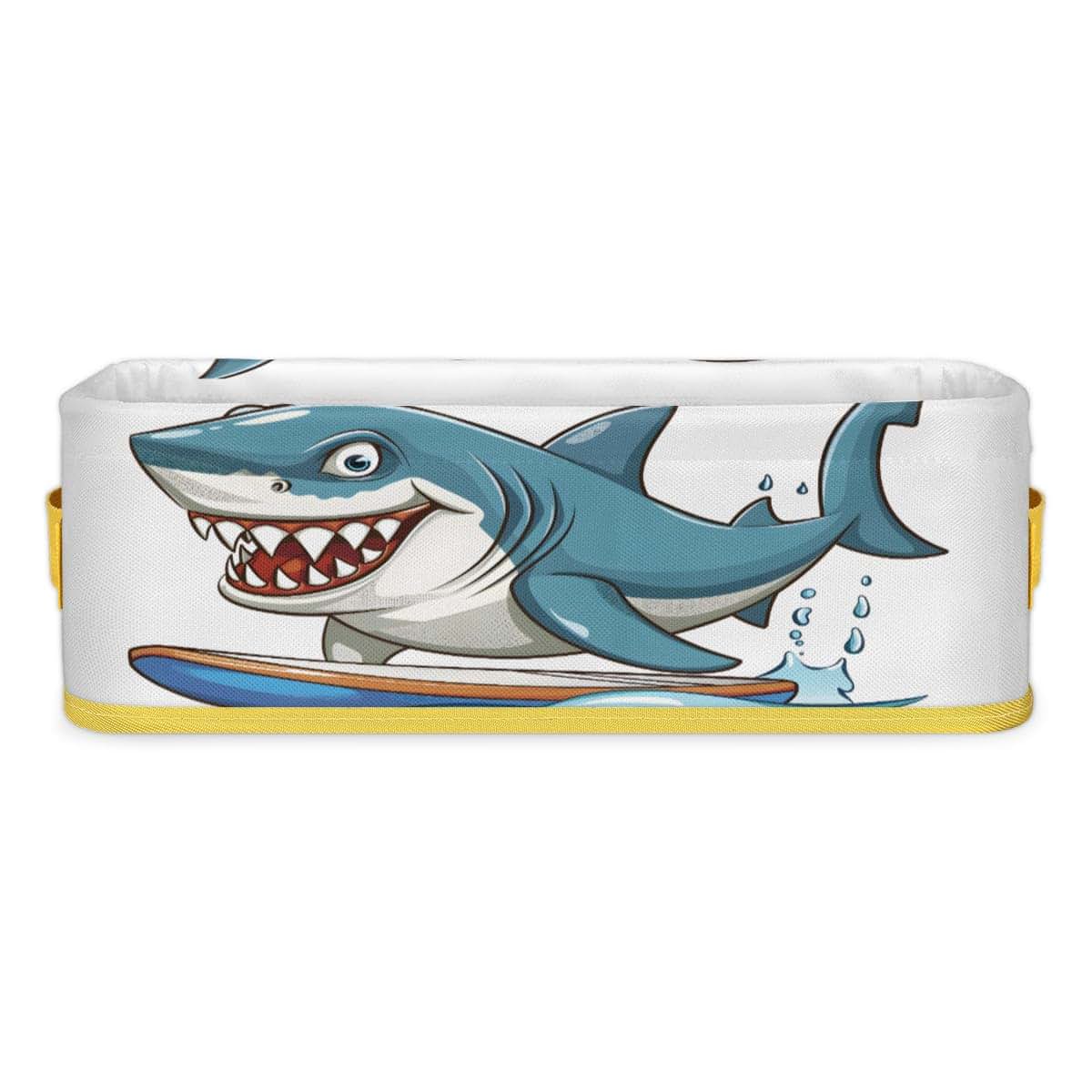 ModaQua Shark Surfing Cartoon Blue Bathroom Storage Basket, Foldable with Handle Open Countertop Paper Towel Decorative