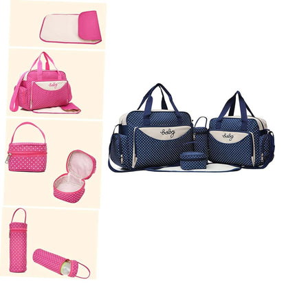 Holibanna 5pcs Women's Tote Bag Diaper Backpack Set With Dots