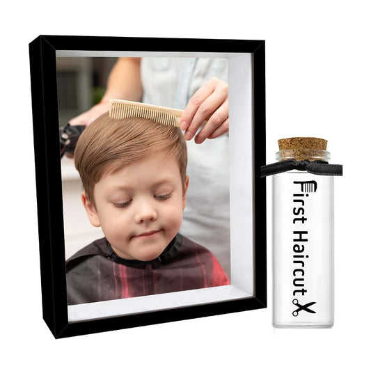 Liannan My First Haircut Keepsake Frame for Baby Boys & Girls – Glass Jar for Hair Lock,Personalized Memory Gift for