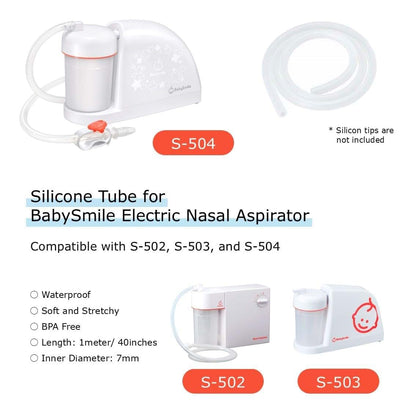 BabySmile Nasal Aspirator Replacement Tube, 44-Inch Silicone for S-502/S-503/S-504