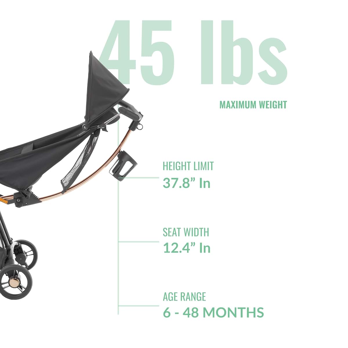 Evolur Roamer Ultra Lightweight Stroller, Compact One-Hand Self-Standing Fold Travel Stroller with 5-Point Safety (photo 3)