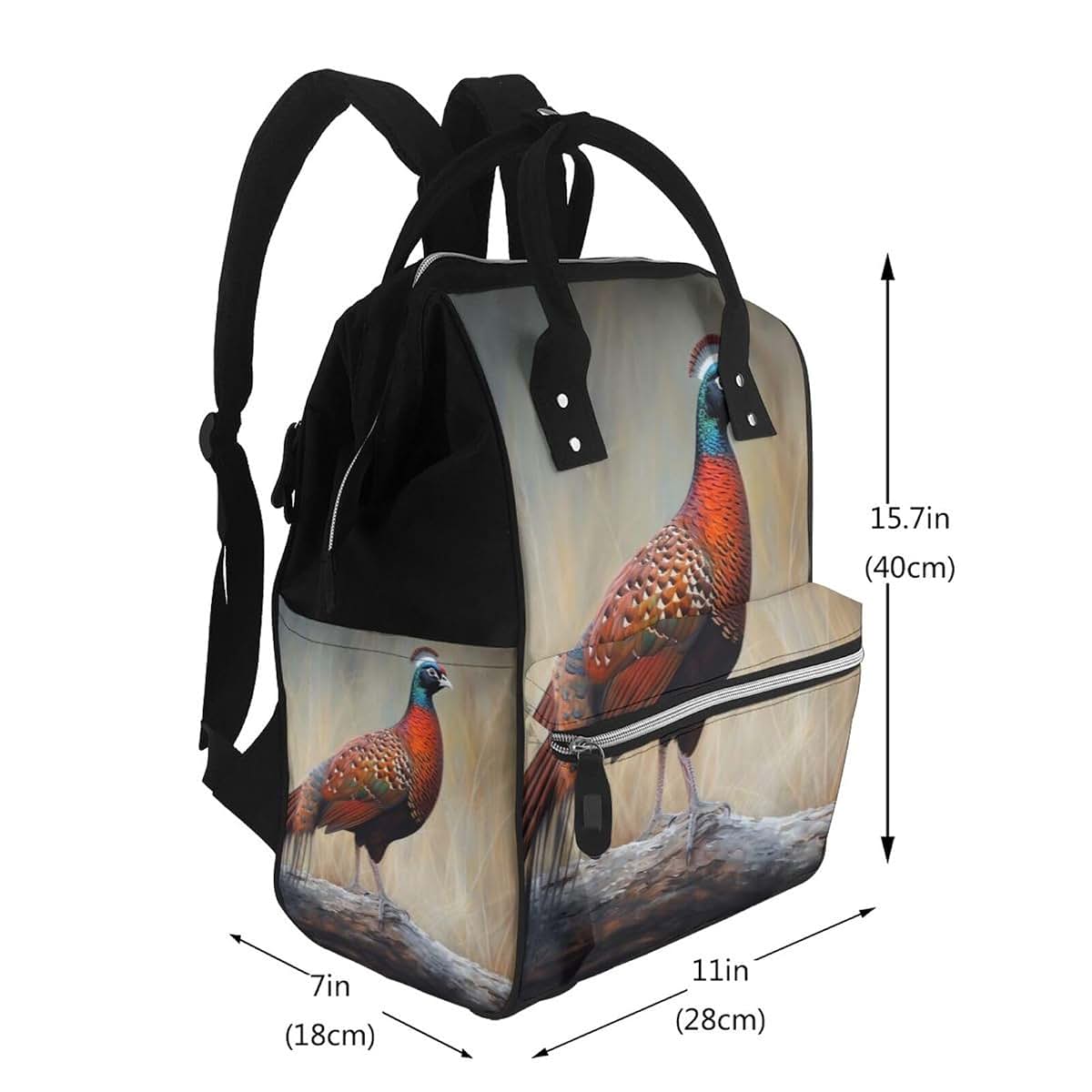 HCBPWVQA Red Pheasant Print Diaper Bag Multifunction Laptop Backpack