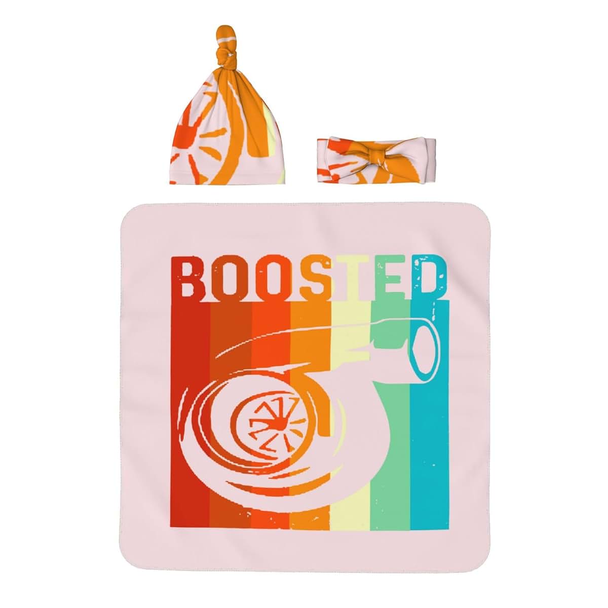 HavLik Retro Boost Engine Car Newborn Swaddle Blanket and Headband Set