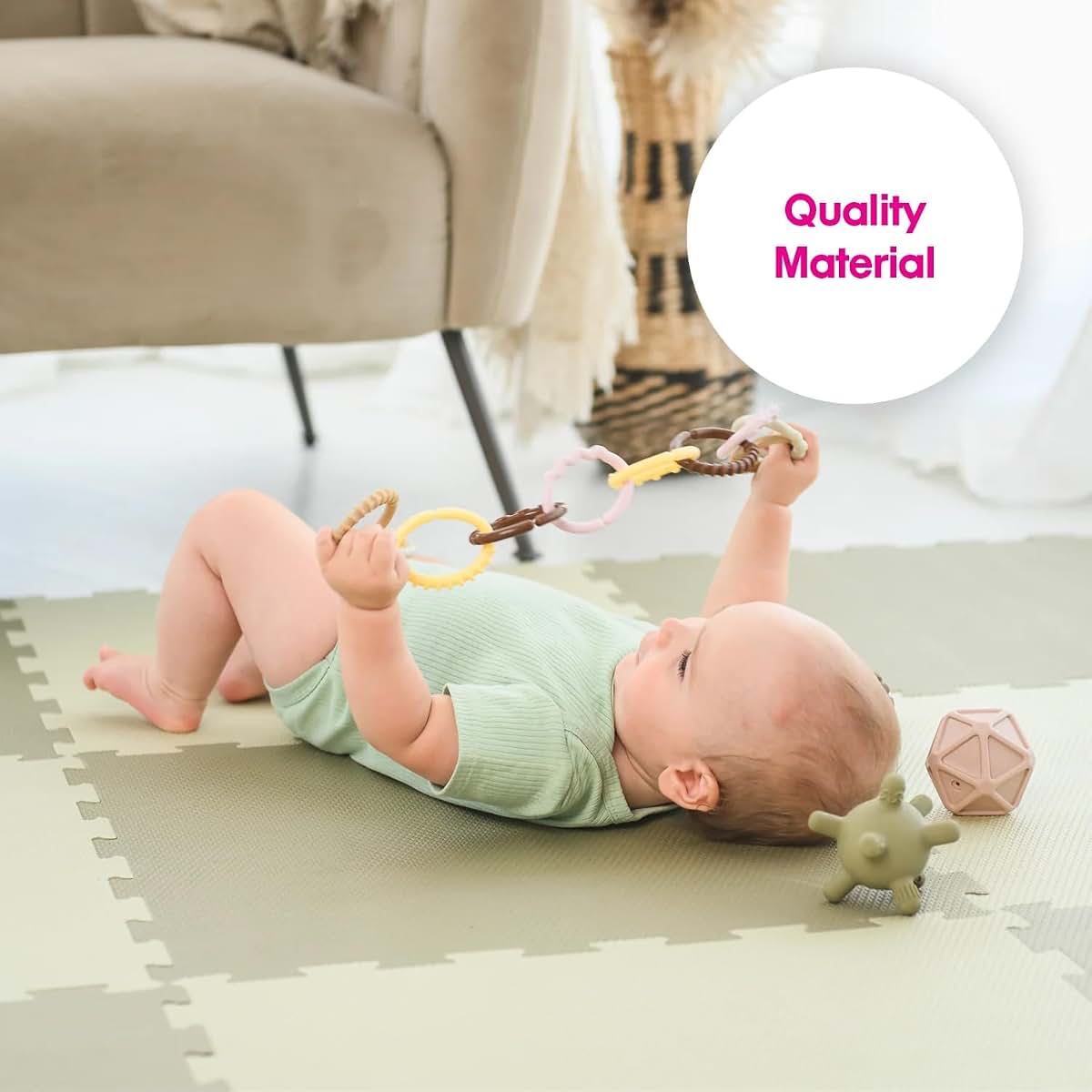 Edushape Edu-Tiles Foam Play Mat - Boho Chic Interlocking Floor Mats
