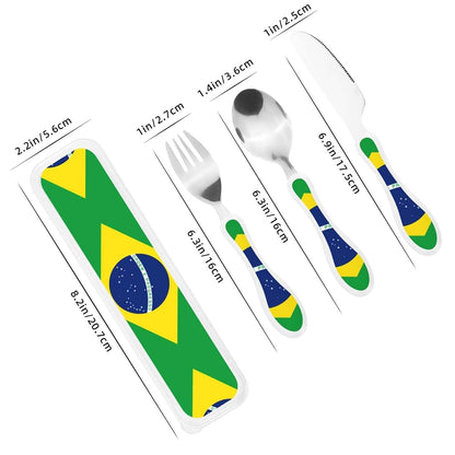 ZZYYDS Brazilian Flag Children's Three-Piece Knife, Fork And Spoon Set
