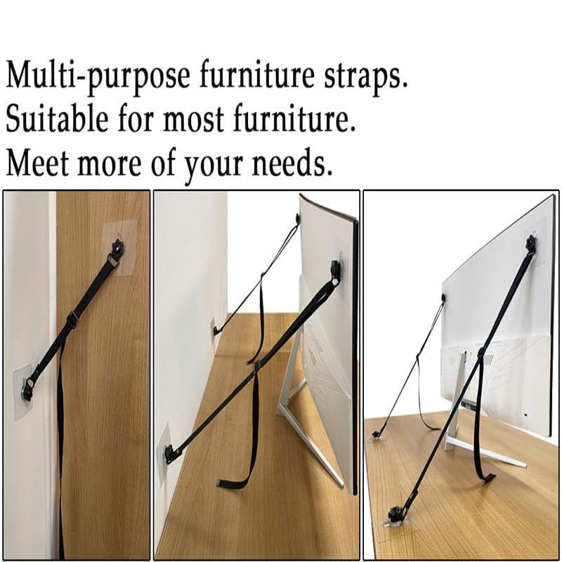 Adjustable Anti-Tip TV and Furniture Safety Straps