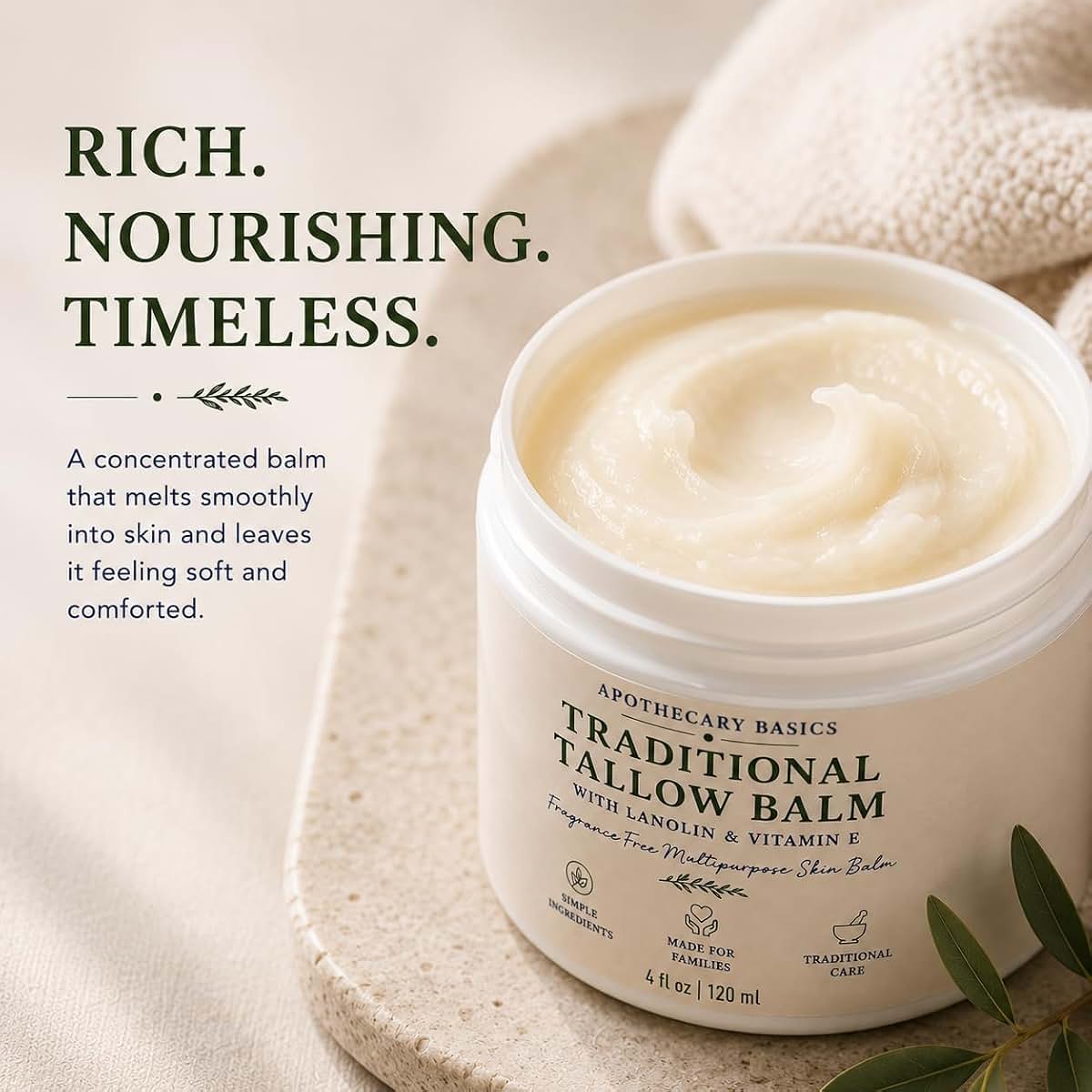 IEG Store Traditional Tallow Balm with Lanolin & Vitamin E – 4 fl oz (photo 2)