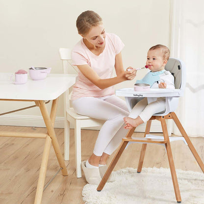 HONEY JOY 4 in 1 Convertible High Chair with 5-Point Harness and Adjustable Tray, Gray