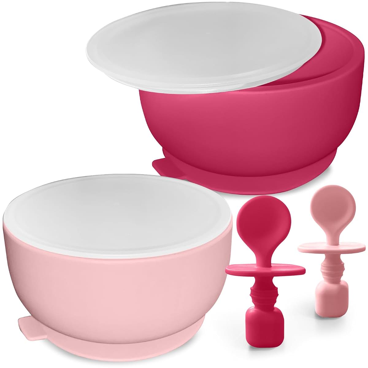 Suction Bowl Set with Lids and Spoons for Baby Feeding