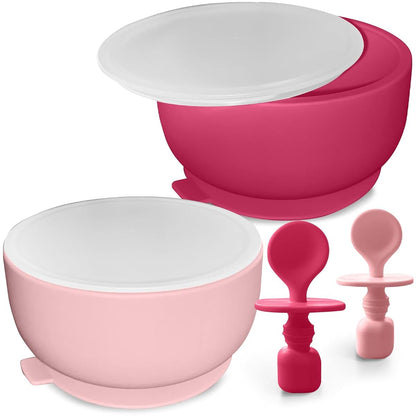 Suction Bowl Set with Lids and Spoons for Baby Feeding