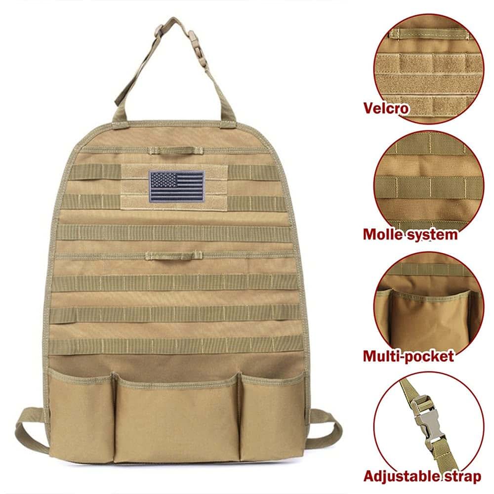 Wrumava Car Seat Back Organizer Tactical Molle Nylon Vehicle Panel Tan (photo 4)
