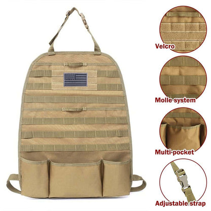 Wrumava Car Seat Back Organizer Tactical Molle Nylon Vehicle Panel Tan (photo 4)