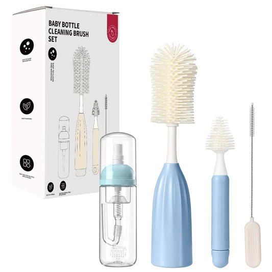 DJASYY Baby Bottle Brush Set Silicone Nipple Straw Cleaning Kit Soap Dispenser