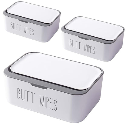 illikkuyax 3 Pack Butt Wipes Dispenser Flushable Wipes Holder for Bathroom with Sealing Lid, PP, 7.48"L