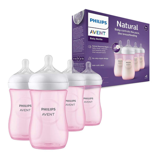 Philips Avent Natural Baby Bottles, 9 oz, Medium Flow, 4-Pack