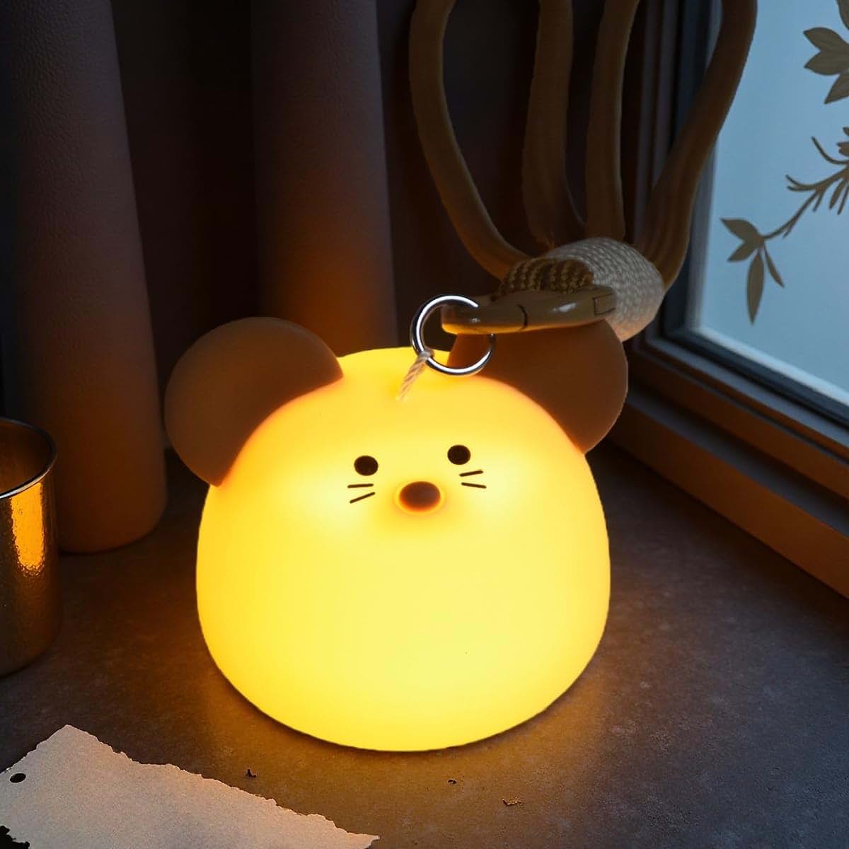 LED Silicone Mouse Night Light for Kids and Camping