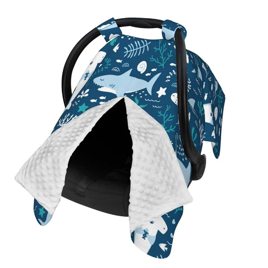 YonaJeik Cute Sharks Baby Car Seat Canopy Cover Multi Use Shower Gift, Nursing Cover for Mom Nursing Covers, Bow Baby