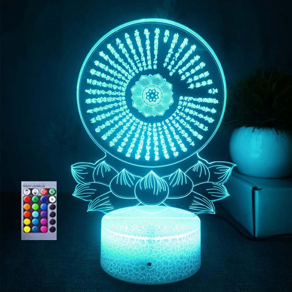 Jinnwell 3D Buddha Night Light Lamp With 16 Color Changing Remote