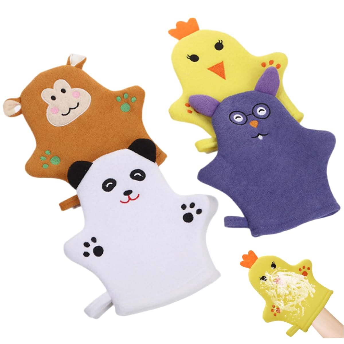 Nidone 4-Piece Cartoon Animal Baby Washcloths (photo 4)