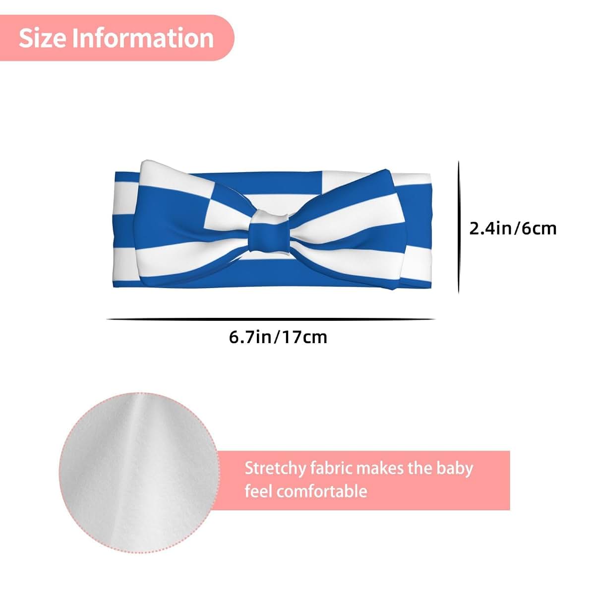 Wzycwb Greek Flag Baby Bow Headband For Infants 0-6 Months (photo 3)