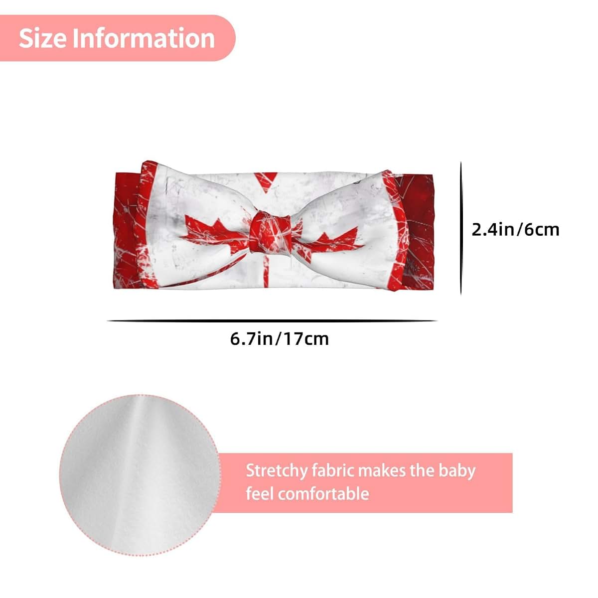 WZYCWB Retro Canada Flag Baby Bow Headband