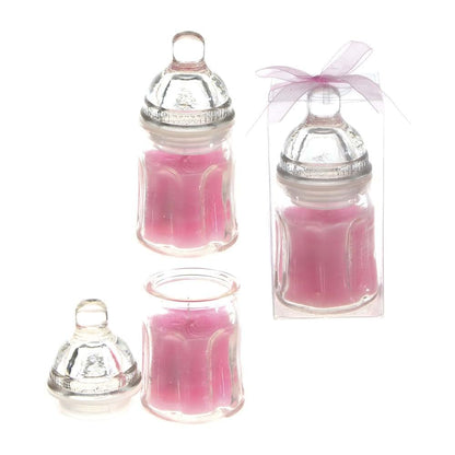 Lunaura 12 pcs Scented Baby Powder Pink Glass Baby Bottle Container Candles, Palm Wax Candle, Baby Shower Gifts (photo 2)