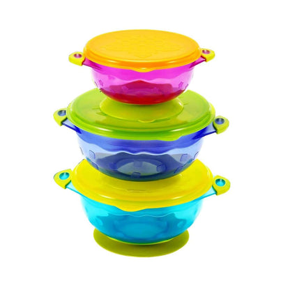 PandaEar Baby Suction Bowls 3 Sizes Stackable With Lids