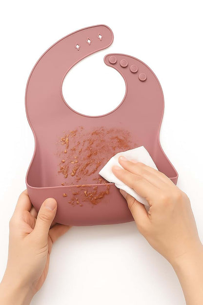 YUHMMEE Silicone Baby Bibs, 3 Pack, Waterproof Adjustable Feeding Bibs with Food Catcher Pocket, Soft Reusable Bibs for (photo 3)