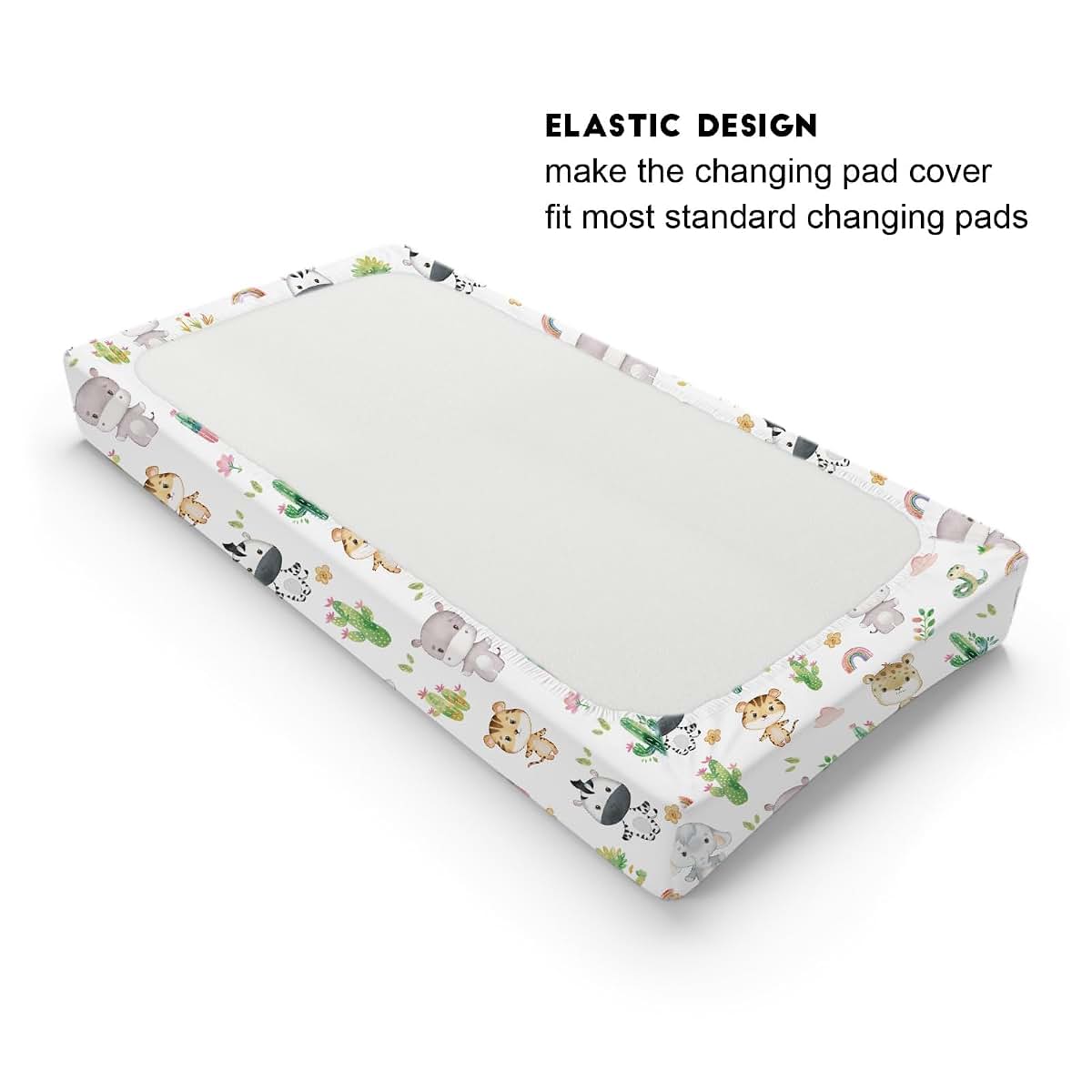 BabyOneStop African Safari Animals Changing Pad Cover for Standard 32x16 Inch Pads