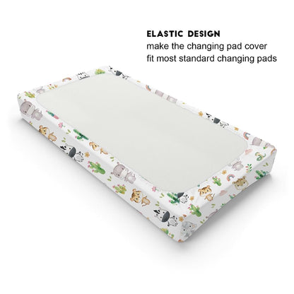 BabyOneStop African Safari Animals Changing Pad Cover for Standard 32x16 Inch Pads