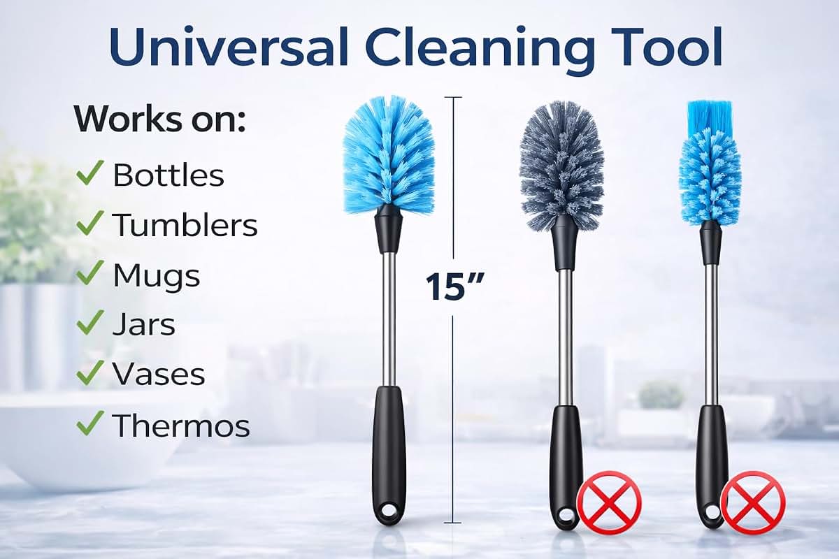 S.E.Q quick.simple.easy SEQ Bottle Brush Set, 2 Pack Long Handle Brushes for Bottles & Tumblers (photo 2)