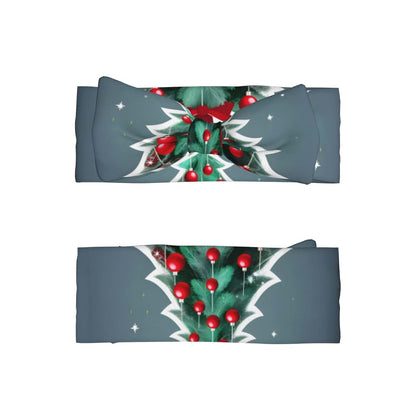 CarXs Christmas Tree and Red Ball Stretchy Bow Headband for Babies 0-6 Months