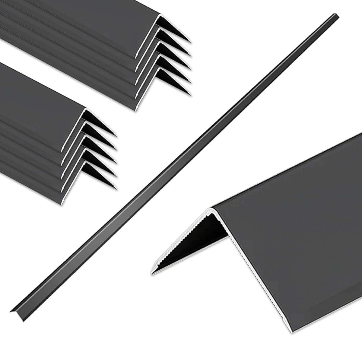 Kajivue Black Aluminum Corner Guards - 1 x 1 x 48 Inch 10 Pack