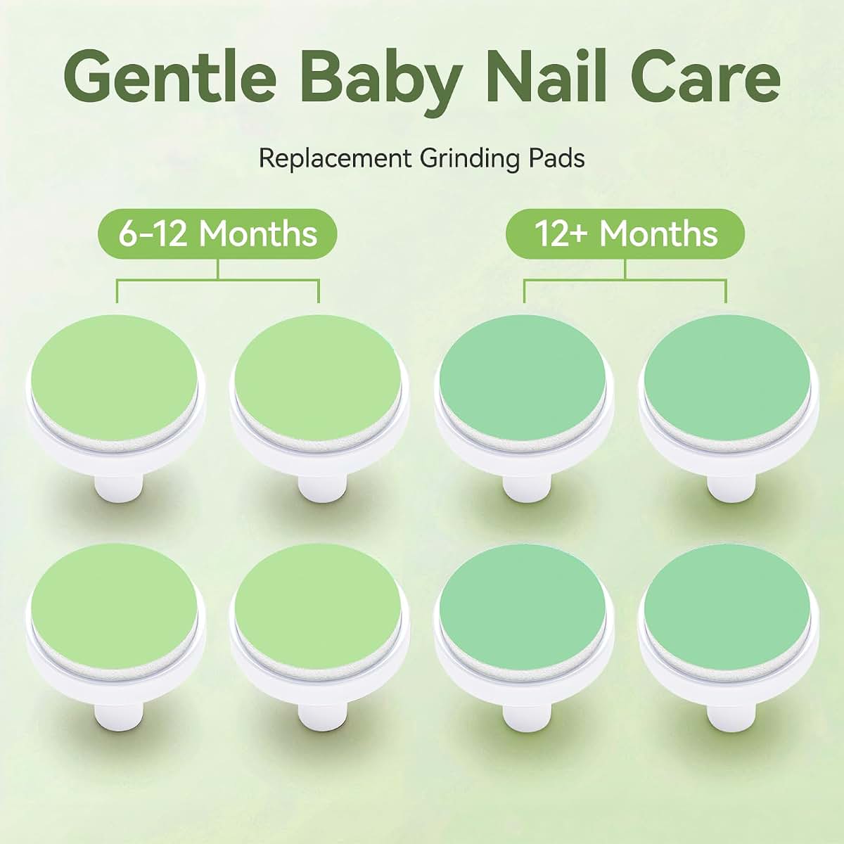 24-Piece Electric Nail Trimmer Replacement Pads for Momcozy Nail File, Dark and Light Green