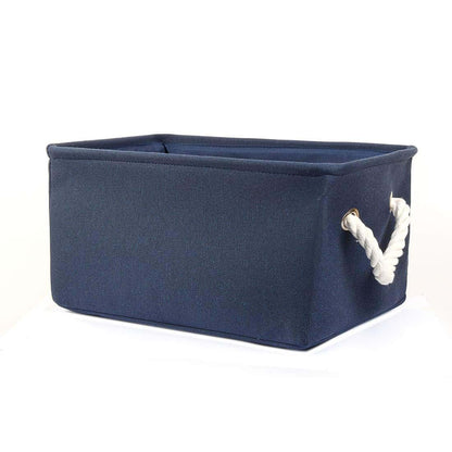 uxcell Fabric Storage Basket with Dual Handles, Collapsible Linen Bin for Toys and Clothes, Dark Blue Medium