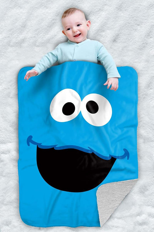 Sesame Street Cookie Monster Sherpa Baby Blanket, 30x40 Inch, Unisex