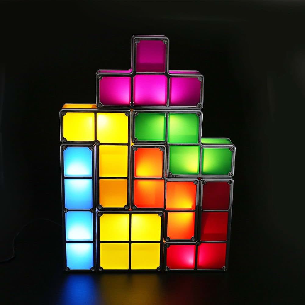 Janpation Stackable Retro DIY LED Table Light Cubes Interlocking Tangram Blocks