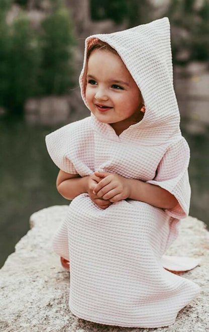 BANGSAUR Cotton Hooded Poncho Towel for Toddlers, 2-5 Years, Green, 23.6 Inch