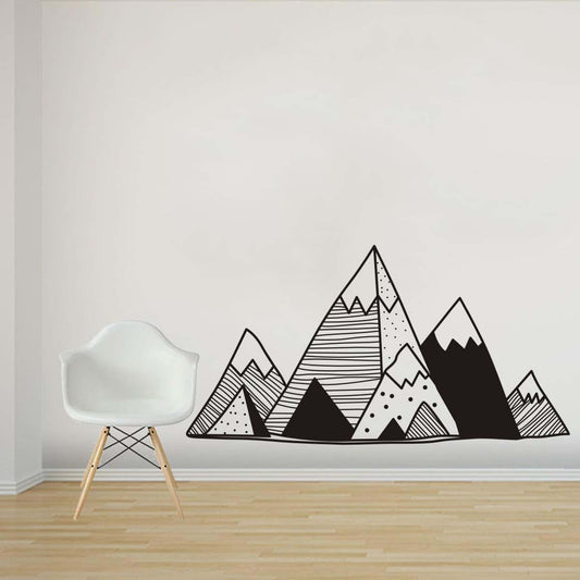 Juruoxin Mountains Geometric Vinyl Wall Sticker In Black