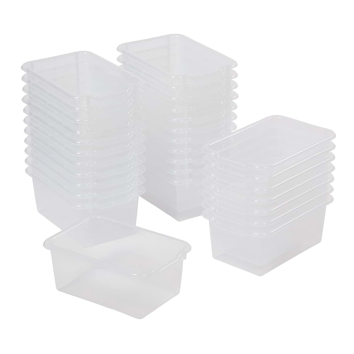 ECR4Kids Scoop Front Storage Bins, Multipurpose, 30-Piece, Clear