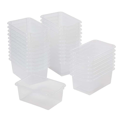 ECR4Kids Scoop Front Storage Bins, Multipurpose, 30-Piece, Clear