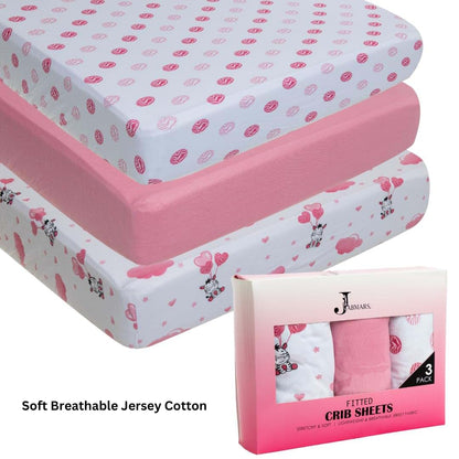3 Pack Crib Sheets – Jersey Cotton Fitted Bedding for Standard Mattress