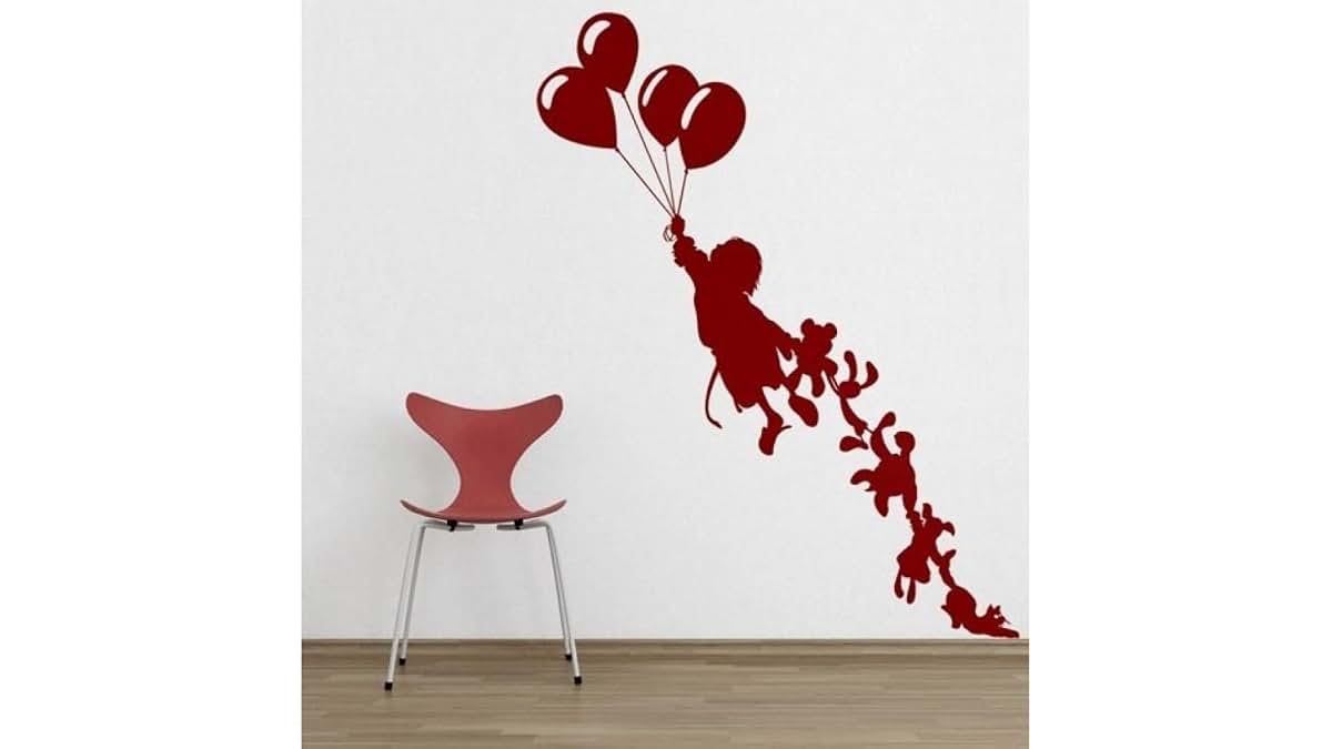 Stickalz Flying Kids and Balloons Vinyl Wall Decal