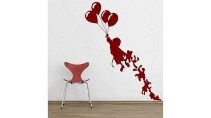 Stickalz Flying Kids and Balloons Vinyl Wall Decal