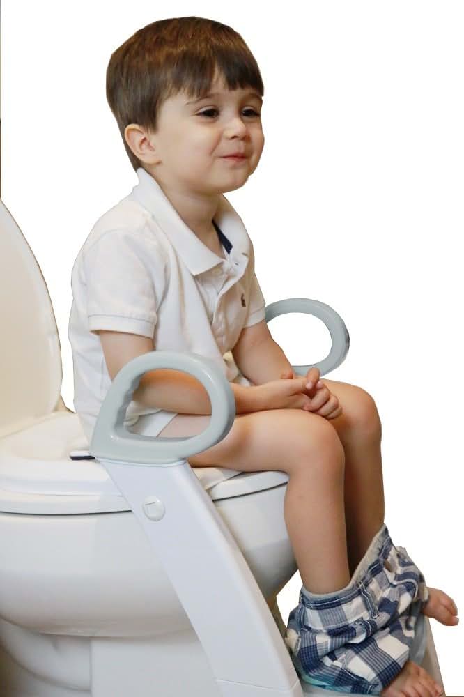 Spuddies Potty With Ladder, White/Gray, Foldable Training Seat (photo 2)