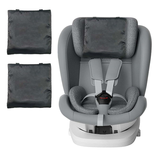 DanVirtuous 2-Pack Satin Car Seat Headrest Covers for Baby Hair Protection in Black