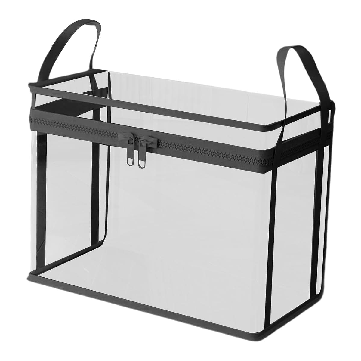 JISADER Stuffed Animal Storage Bag, Black Toy Organizer Box with Handles