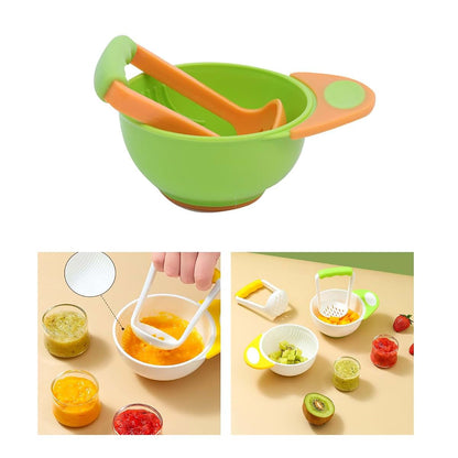 BabyOneStop Baby Food Masher Bowl with Handle, Food Grade PP for 6+ Months