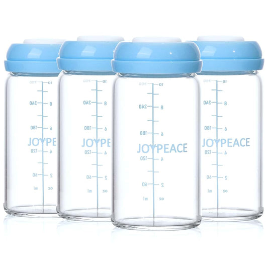 Joypeace 4 Packs Wide Neck Glass Breastmilk Storage Bottles, 10 oz